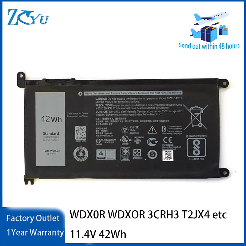 WDX0R Laptop Battery for Inspiron 15 5567 55Dell 68 13 5368 7368 WDXOR 3CRH3 T2JX4 etc 11.4V 42Wh