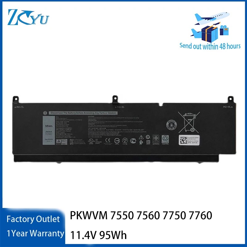 PKWVM P44E P93F C903V CR72X 17C06 0CR72X Laptop Battery for Dell Precision 7550 7560 7750 7760 Series etc 11.4V 95Wh