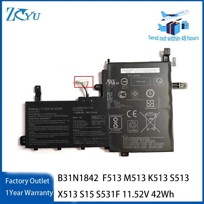 B31N1842 Laptop Battery for ASUS VivoBook 15 F513 M513 K513 S513 X513 S15 S531F 11.52V 42Wh