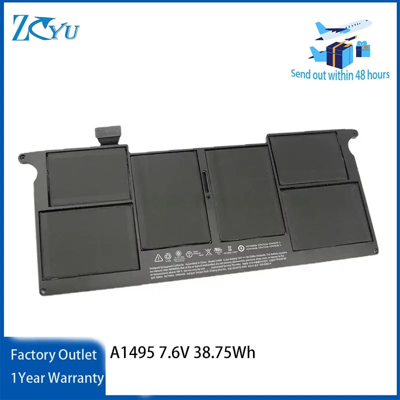 A1495 Laptop Battery for Apple MacBook Air 11 A1465 Mid 2012 2013 A1406 7.6V 38.75Wh