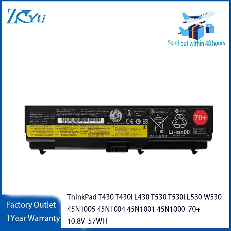Original Laptop Battery for Lenovo ThinkPad T430 T430I L430 T530 T530I L530 W530 45N1005 45N1004 45N1001 45N1000 70+ 10.8V 57Wh