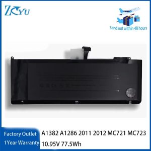 A1382 Battery for Apple MacBook Pro 15" A1286 2011 2012 MC721 MC723 10.95V 77.5Wh