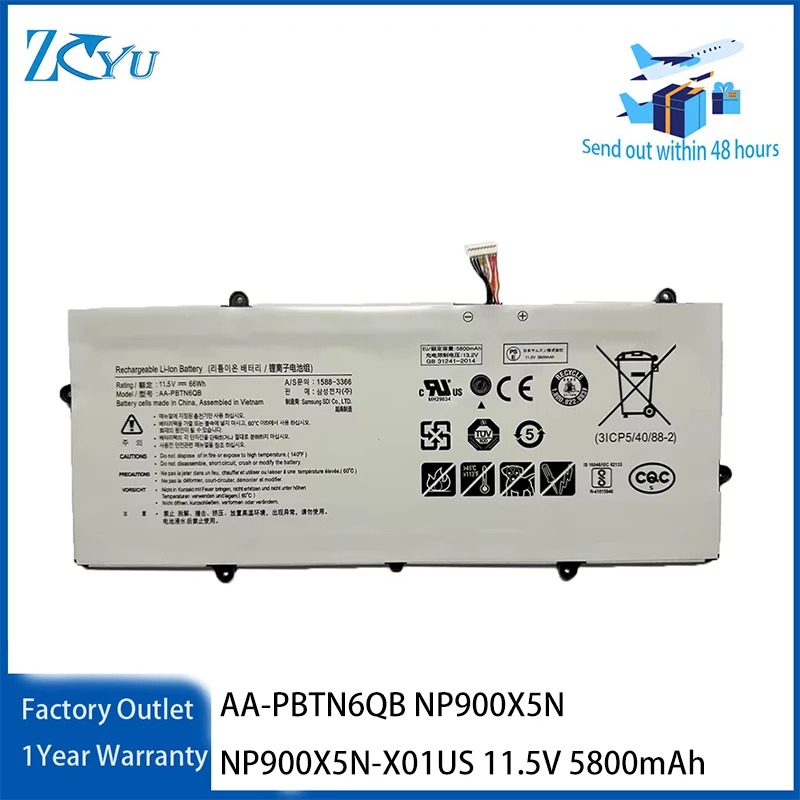AA-PBTN6QB Battery for Samsung Notebook 9 NP900X5N NP900X5N-X01US 11.5V 5800mAh