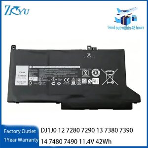 DJ1J0 Original Notebook Battery for Dell Latitude 12 7280 7290 13 7380 7390 14 7480 7490 11.4V 42Wh