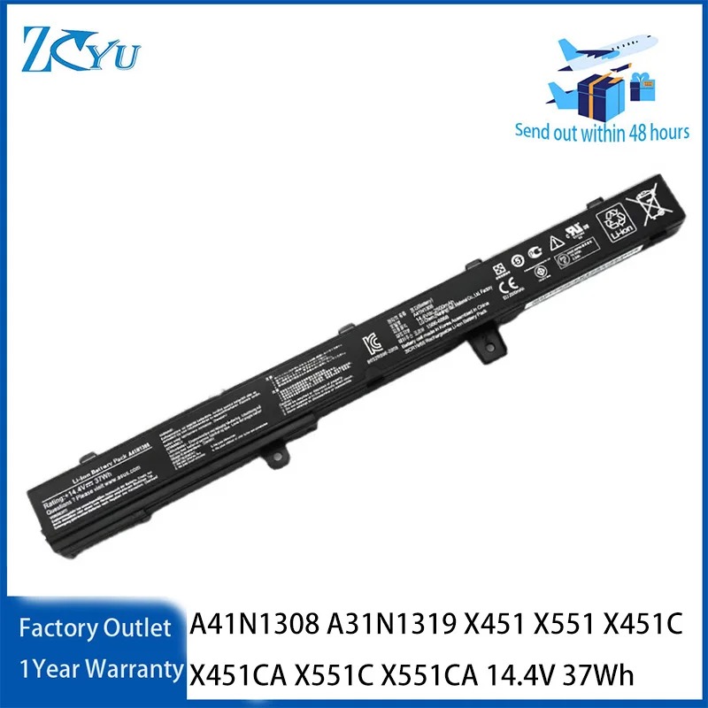 A41N1308 Battery for ASUS A31N1319 X451 X551 X451C X451CA X551C X551CA 14.4V 37Wh
